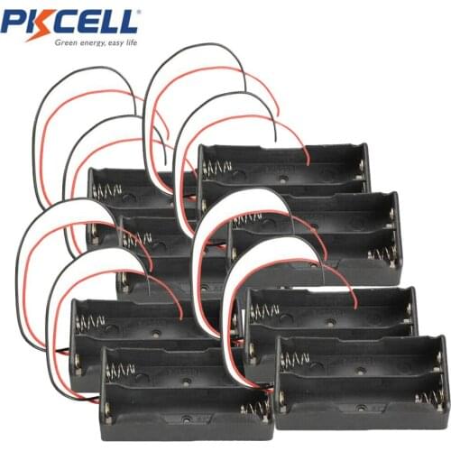 5Pcs Double Battery Storage boxes Black 3.7V Clip Holder 18650 Box Case With Wire Lead 2 cells 18650 Battery Holders