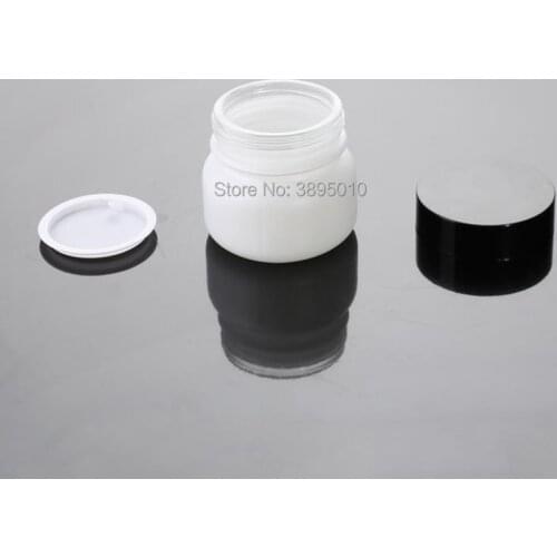 50g Empty white Glass Jar Cosmetic Container Handmade Cream Packaging Luxury Bottles with black lid F863