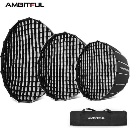 AMBITFUL 70CM 90CM 120CM Quickly Release Parabolic Deep Softbox Honeycomb Grid for Bowens Elincrhom Profoto Mount Flash Softbox