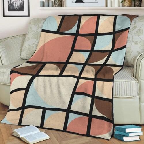 Abstract Geometric Pattern 3D Printed Velvet Plush Throw Fleece Blanket Bedspread Sherpa Blanket Home Decora