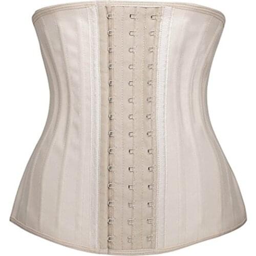 Shinning Latex Waist Trainer 25 Spiral Steel Boned Black Cream Waist Slimming Cincher 3 Hooks And Eyes Corset Underwear Corselet