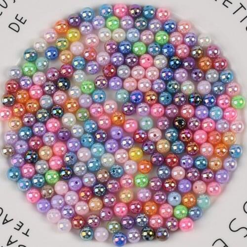 50-100Pcs/Lot 8mm 10mm ABS Glitter Beads DIY Bracelet Findings Round Loose Spacer Charms Beads For Jewelry Making Accessories