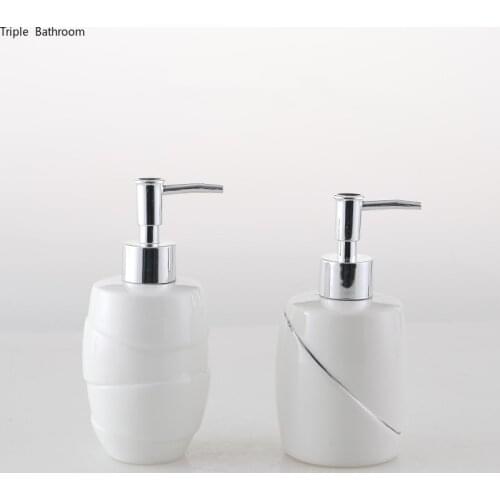1 pc 300ml Shampoo Bottles European Style Ceramics White Shower Gel Bottle Wristband Hand Dispenser Bathroom Accessories