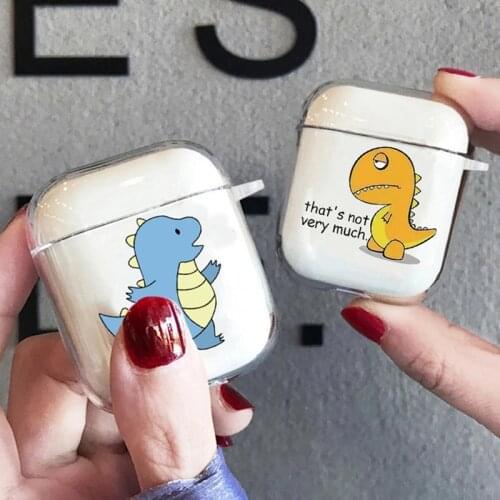 For Apple AirPods 2/1 Case Cute Cartoon Dinosaur Pattern Couple Wireless Earphone Box Air Pods 2 1 Funny Clear Cover Cases