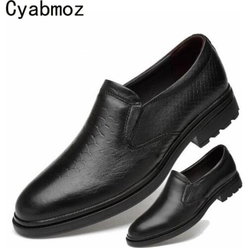 Cyabmoz Men Genuine leather Shoes Party Man Business Dress Work Office Fashion Formal Hollow Fish pattern Wedding Mens Shoes
