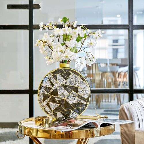 Modern Irregular Geometric Shape Stitching Pattern Ceramic Vase Decorative Crafts Flower Vase For Home Wedding Decor Accessories