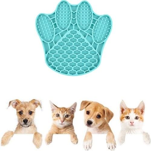 Pet Dog Feeding Slow Food Bowl Claw-shaped Dispensing Mat Feed Plate Silicone Dog Lick Pad Safe No-Toxic Training Plate