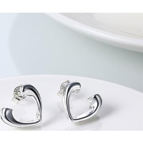 DOTEFFIL 925 Sterling Silver Heart Earrings For Woman Wedding Engagement Fashion Party Charm Jewelry