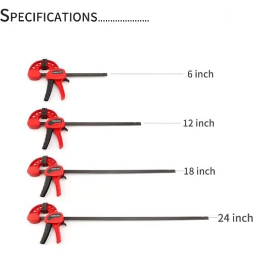 DURATEC New F style bar clamp wood working tools quick grip F clamp 4/6/12/18/24 inch plastic carpentry clamps quick release