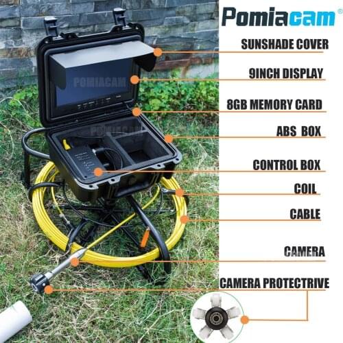 WP9600 50m 164FT Cable 9 inch display Live sewer inspection system Endoscope Waterproof Inspection Pipe Camera for pipe