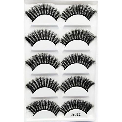 HBZGTLAD 5 pairs Handmade 3d mink lashes short False Eyelashes Cross Messy Dense Natural Eye Lashes Stage Makeup False Eyelashes