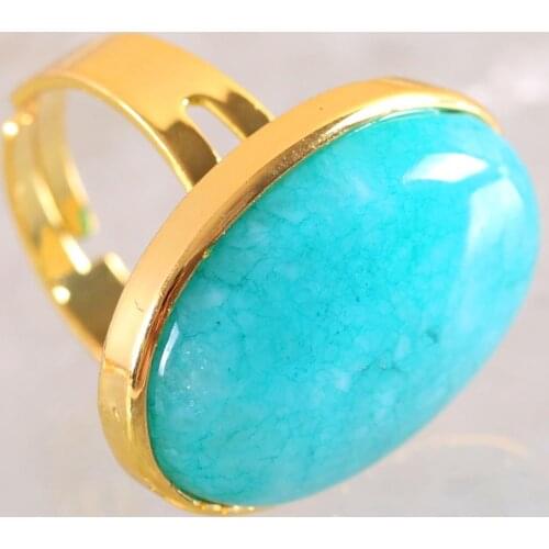 Ring Natural Stone Oval CAB Cabochon Bead Green Amazonite Adjustable Finger Ring Jewelry For Women Gift Z109