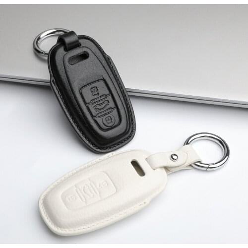 Leather Car Key Cover Case Shell for Audi A5 A6L A7 A8 S5 S6 S7 S8 RS5 RS7 Q5 SQ5 Smart Key Protection Accessories