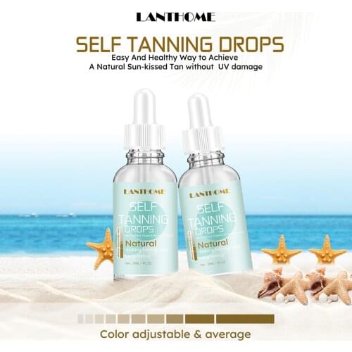 LANTHOME 30ml Self Tanning Drops Non-sticky Quick Tan Color Adjustable Average