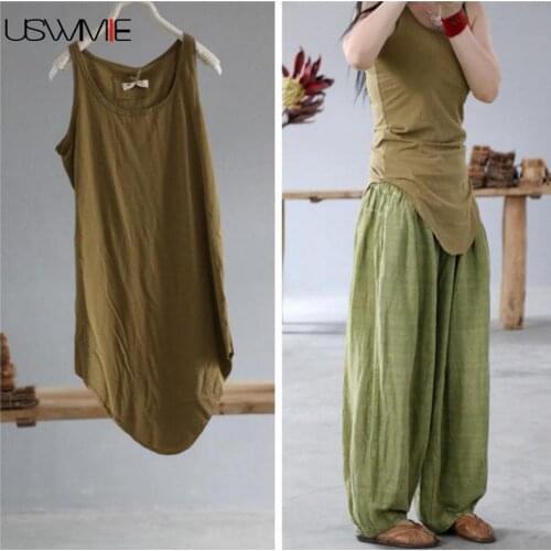 Free Shipping Tank Tops Solid Color Streetwear Retro Asymmetric Solid Color Women Vest Sleeveless O-neck Tank Top