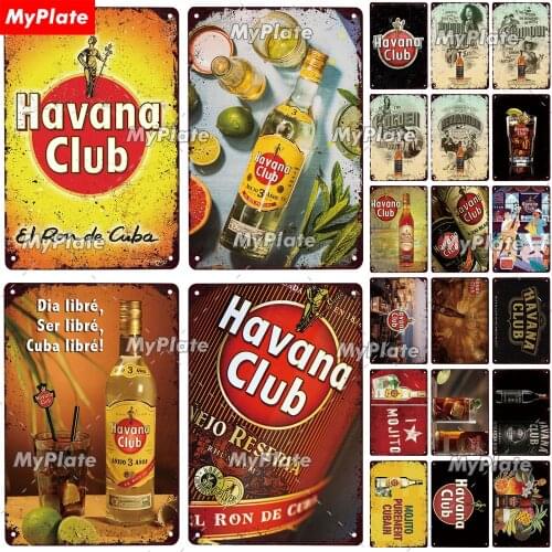 Havana Club Metal Sign Vintage Plaque Mojito Tin Sign Plate Wall Decor For Bar Club Man Cave Poster Whiskey Plaque