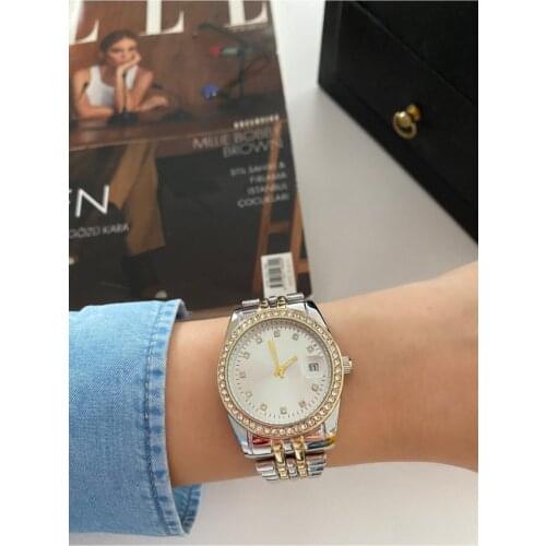 Metal Watchband Double Color Women Wrist watch