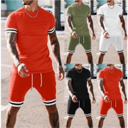 Fashion Summer Mens T-shirt Set 2 Short Sleeve Sportswear Sportsuit Mens Casual Jogging Sportsuit S-3xl Tracksuit Men