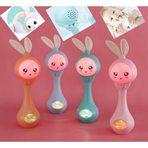 Baby Music Flashing Teether Rattle Toys Rabbit Hand Bells Mobile Infant Pacifier Weep Tear Newborn Early Educational Toys 0-12M