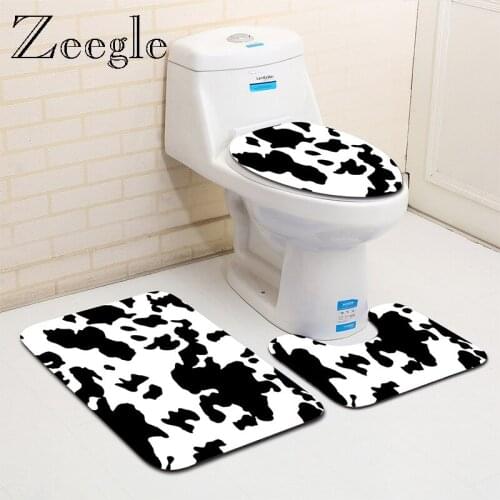 Zeegle Printed Bathroom Mat Set Toilet U Type Anti-slip Bathroom Foot Mat Toilet Rug Soft Bath Mat Set Home Decor Bathroom Rug