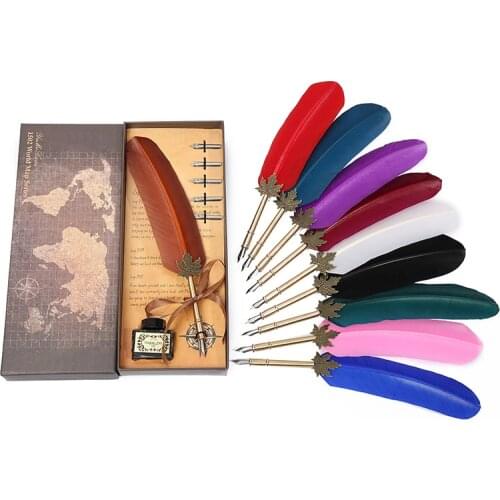 New European-style British retro feather pen stylus, send the best gift for students in the school season