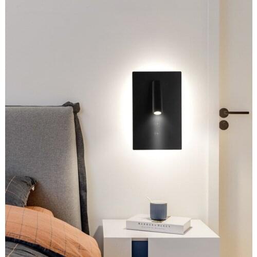 NEW Nordic Bedroom Double Light LED Bedside Lamp Black Wall Lamp White Wall Light Two Button Switch Wall Lighting LED 2835 COB