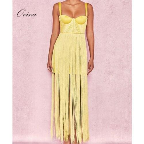 6 Color Strapy Tassel bodycon Bandage Women Dress Party Dress