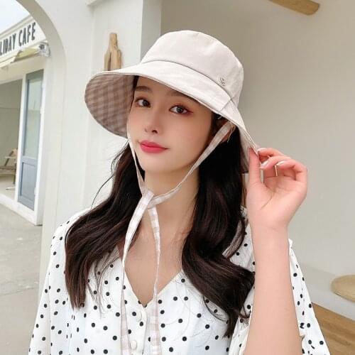 New Bucket Hats Women Summer Sunscreen Panama Hat Men Pure Color Sunbonnet Fedoras Outdoor Fisherman Hat Beach Cap
