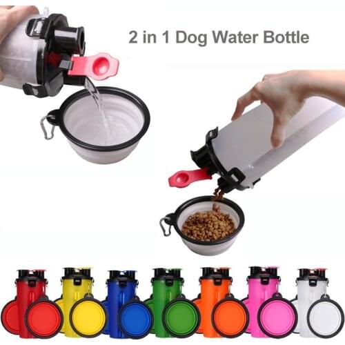 Portable 2in1 Pet Feeder Dog Water Bowl Foldable Puppy Food Bowl Travel Outdoor Food Container Drinking Fountain for Dogs Cats