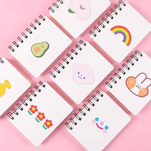 1Pcs Portable A7 Avocado Rabbit Peach Rainbow Flower Spiral Notebooks Notepad Pocket Diary Planner School Korean Stationery