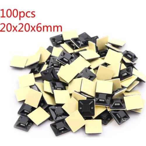 100Pcs Self Adhesive Stick-on Mounts For Cable Ties / Routing Looms Wire & Cable Base Clamps Clip