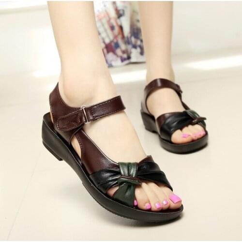 Mixed colors soft PU shoes woman Women casual shoes sandals female 2021 comfortable mother flats sandals women shoesplus size