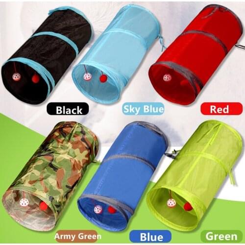 Pet Cat Tunnel Foldable 2 Holes Storage Tubes Balls Game Channel Kitty Toys Puppy Play Tubes Balls Rabbits Tunnel Tubes 7 Colors