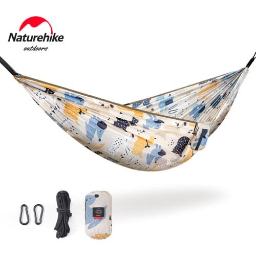 Naturehike Anti-rollover Load-bearing 200KG Printed Parent-child Outdoor Widening 240T Swing Camping Hammock NH21DC004