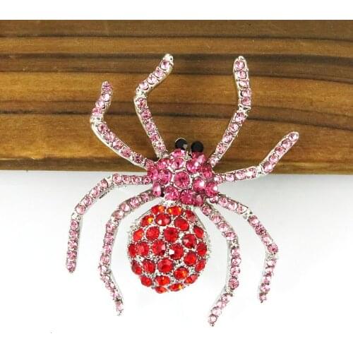 Lovely Spider Brooch Pin Cute Insect Series Natural Red Crystal Broochs For Women & Men Coat Jewelry 2018 Broches