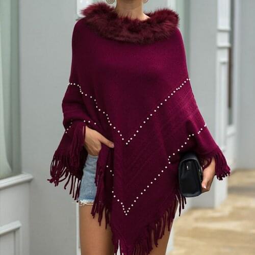 Women Winter Knitted Cloak Cashmere Poncho Capes Shawl Turtleneck Cardigans Sweater Coat Tassel Outerwear Ladies Sweaters Cloaks