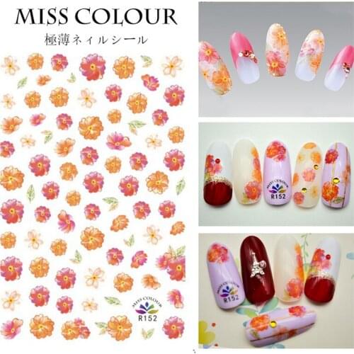 10pcs a pack of watercolor translucent blooming flowers nail supplies stickers painted nail nail stickers