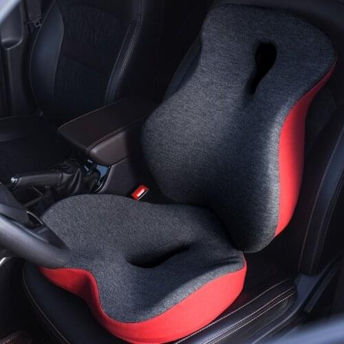 2PC/SET Back Pillow for Office Chair Travel Seat Cushion Coccyx Orthopedic Memory Foam Reduce Coccyx Pain Hemorrhoid Seat Pillow