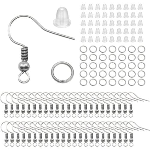 600Pcs/Set Mix-color Plated Earring Hooks Stud Plugs Open Jump Rings Jewelry Making Accessories Kit for DIY Earring Jewelry