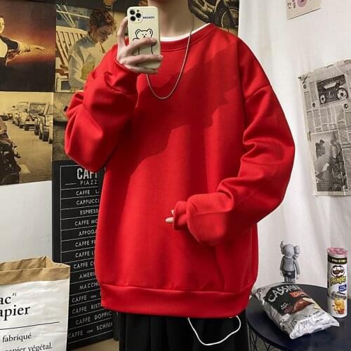 2021 Korean Woman Casual Loose Pullovers 5Xl Fashion Mens Casual Sweatshirts Harajuku Solid Color Men Oversized Hoodies