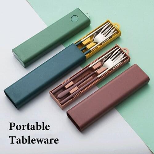 3 teil/satz Tragbare geschirr set edelstahl stbchen lffel und gabel set Mit box reise mittagessen box student utensil set