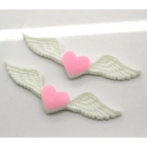30Pcs White Pink Love Wings Resin Decoration Crafts Beads Flatback Cabochon Scrapbook DIY Embellishments Accessories