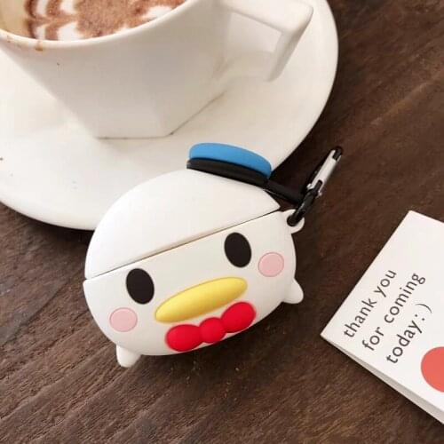 3D Cute Duck Wireless Bluetooth Earphone Charging Box Case For Airpods Pro 3 Silicone Cartoon Case With Keychain