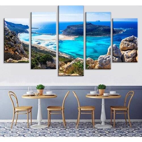 5 Pcs Nordic Style Canvas Printing Seascape Beach Wall Art Decorative Painting Sea Poster and Picture for Bedroom Decoration