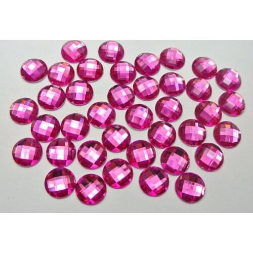 500 Hot Pink Acrylic Flatback Faceted Round Rhinestone Gems 6mm No Hole