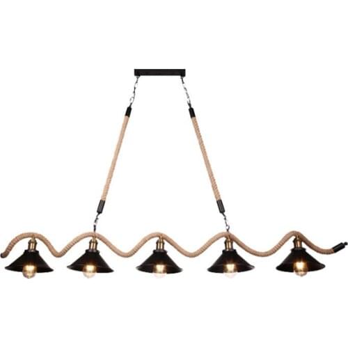 American Industrial Retro Iron Pendant Lights LED Living Room Bedroom Suspension Luminaire Bar Restaurant Loft Rope Hanging Lamp