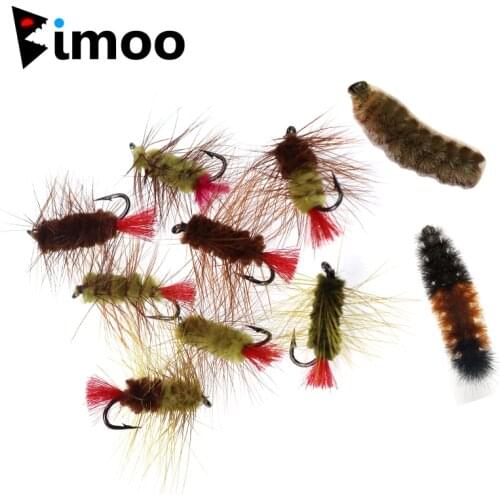 Bimoo 8PCS #10 Hook Bluegill Crappie Panfish Perch Rainbow Trout Wooly Worm Nymph Premium Trout Fishing Flies Mix Color