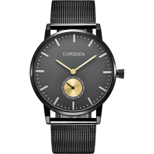 CURDDEN Big Brand Watches Mens Fashion Stainless Steel Band Quartz Wristwatches Men Simple Clock Reloj Hombre Acero Inoxidable