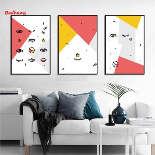 Living Room Decoration Layout Simple Atmosphere Abstract Geometric Pattern Living Room Decoration Painting Sofa Background Wall