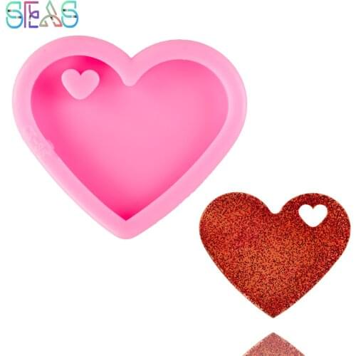 Valentine Heart Shape Mold DIY Keychain Jewelry Epoxy Mould Silicon Resin Crafting Keychain Love Silicone Cookie Mold